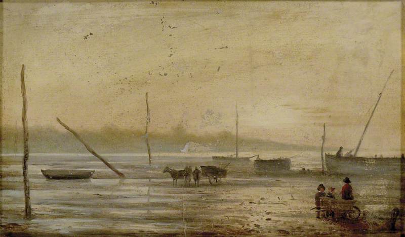 Wikioo.org - The Encyclopedia of Fine Arts - Painting, Artwork by David Charles Read - Southampton Estuary Low Water showing the Effect of Mud, Evening