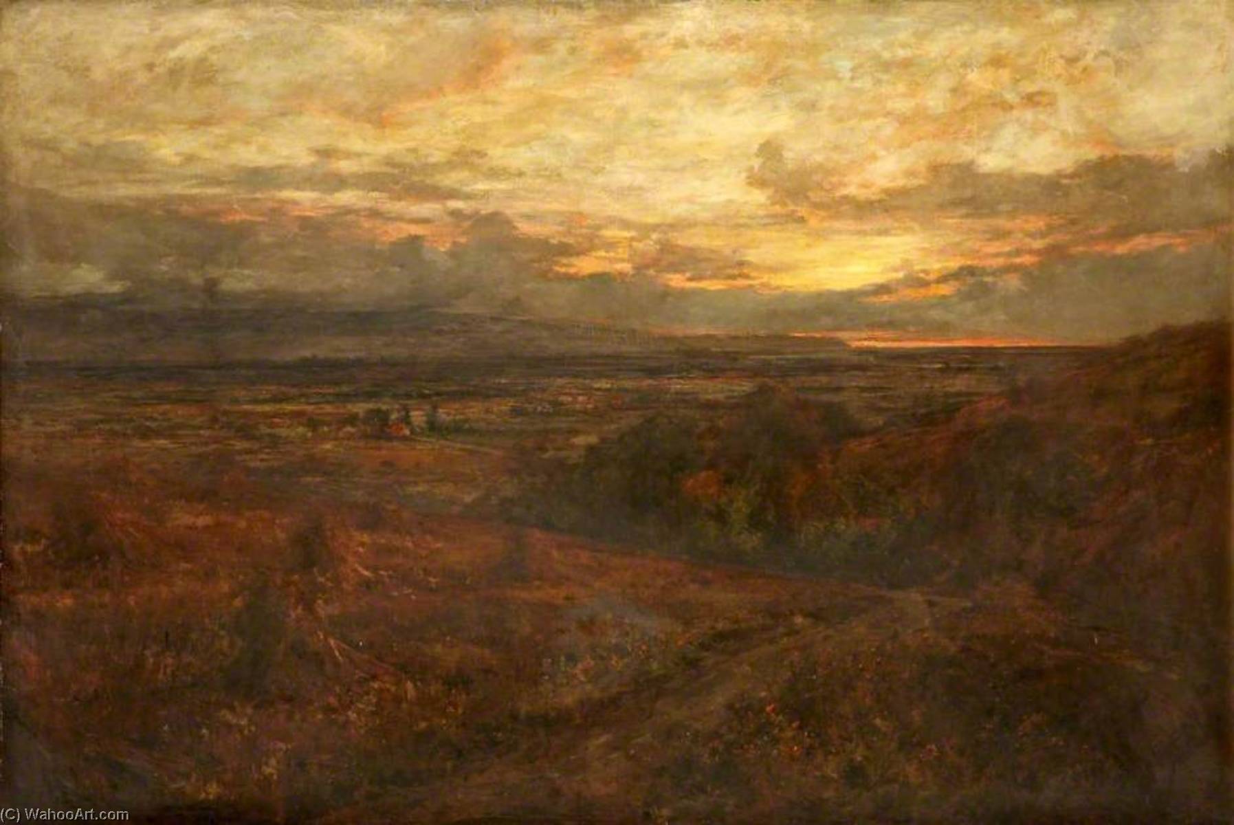 Wikioo.org - The Encyclopedia of Fine Arts - Painting, Artwork by John Finnie - The Close of a Stormy Day, Vale of Clwyd