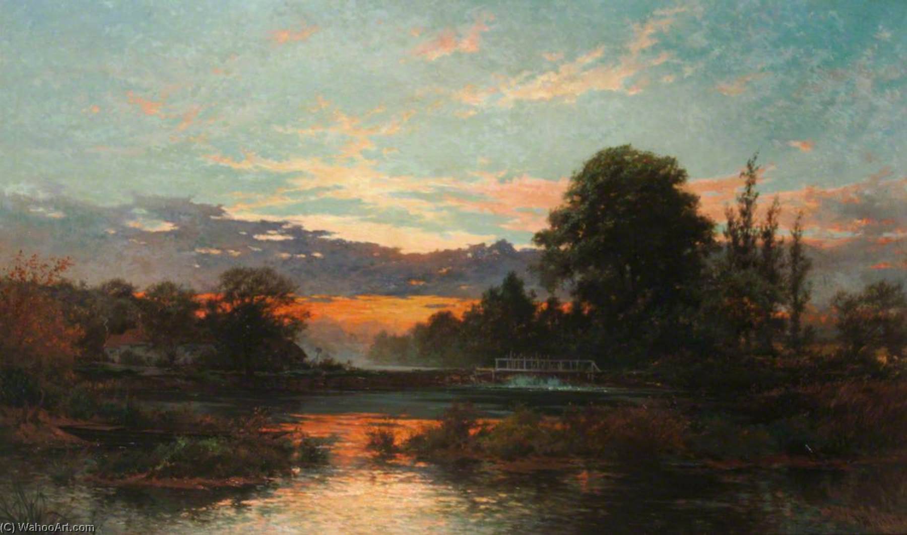 Wikioo.org - The Encyclopedia of Fine Arts - Painting, Artwork by John Finnie - Sunset at Pangbourne