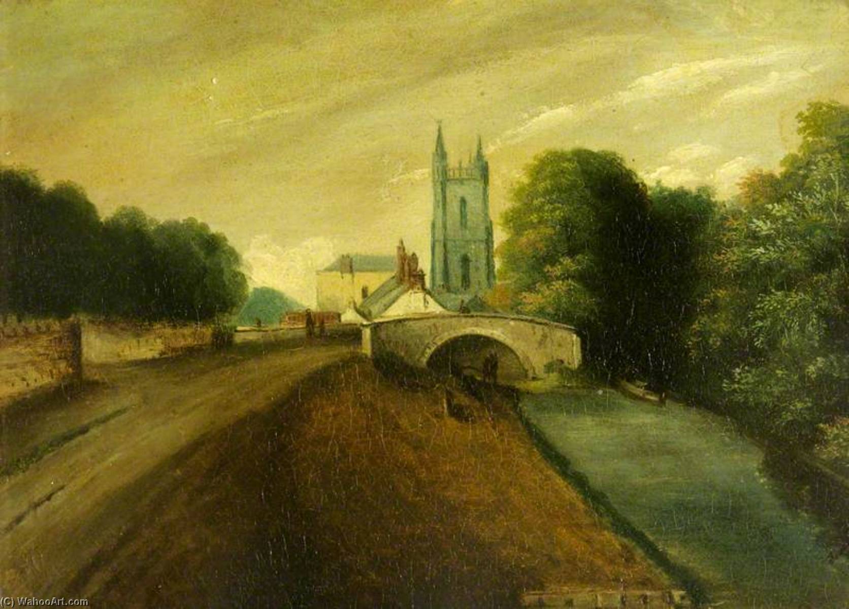 Wikioo.org - The Encyclopedia of Fine Arts - Painting, Artwork by Alexander Wilson - St John’s Church (from the Glamorgan Canal, Cardiff)