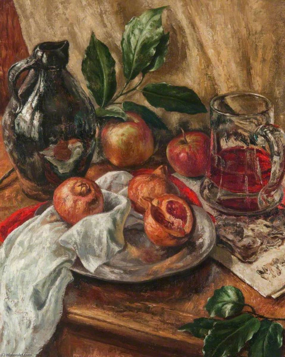 Wikioo.org - The Encyclopedia of Fine Arts - Painting, Artwork by Mary Nicol Neill Armour - Still Life with Pomegranate