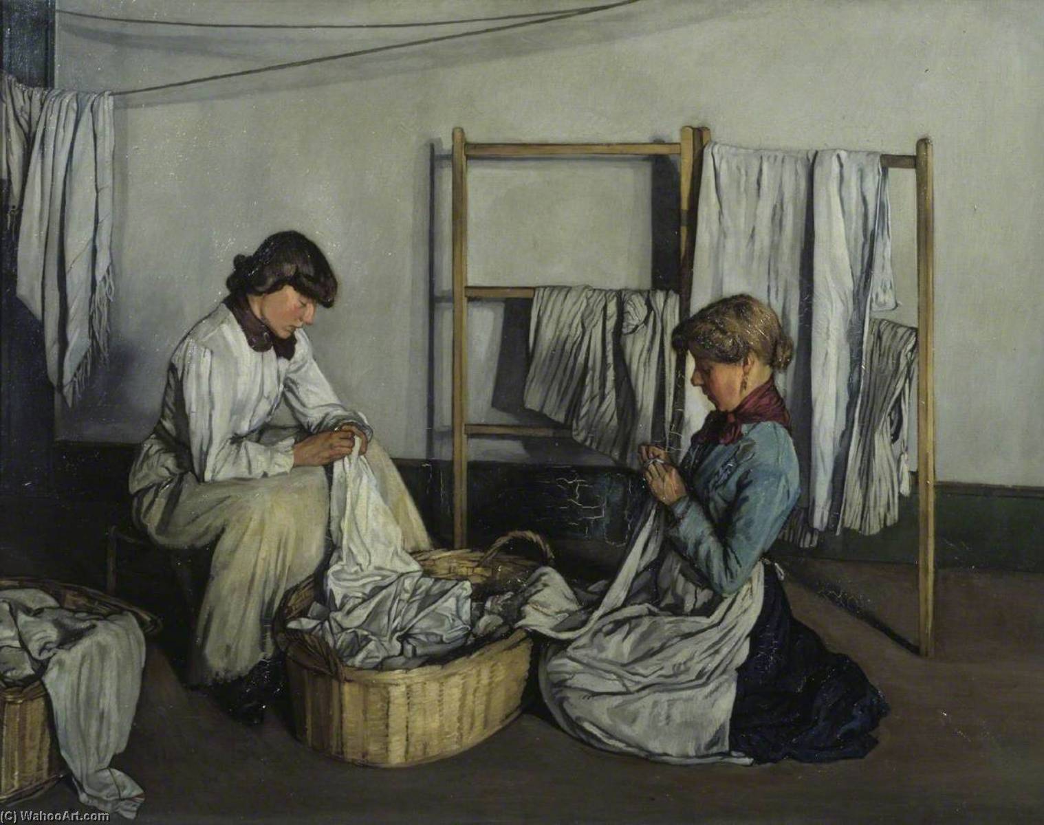 Wikioo.org - The Encyclopedia of Fine Arts - Painting, Artwork by Albert Rutherston - Laundry Girls