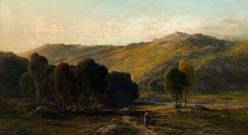 Wikioo.org - The Encyclopedia of Fine Arts - Painting, Artwork by Thomas Danby - Mountain Scene with a Stream, Wales