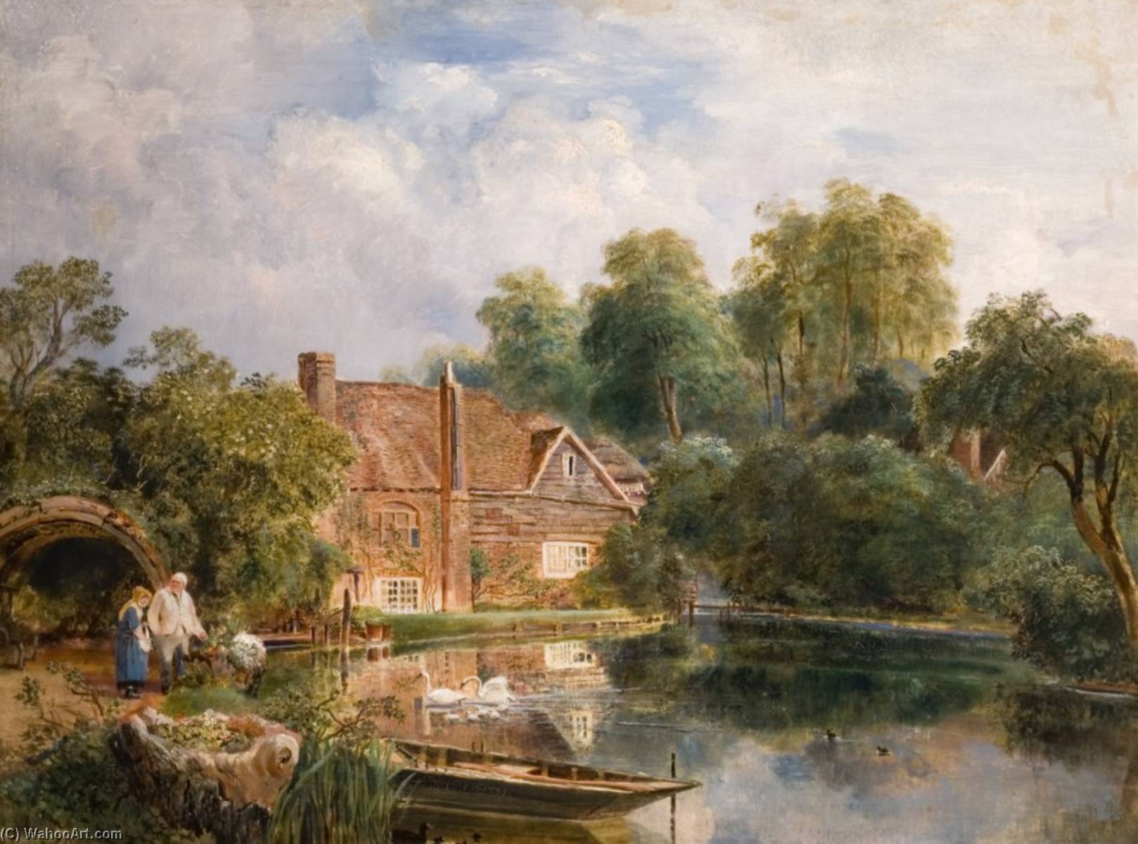 Wikioo.org - The Encyclopedia of Fine Arts - Painting, Artwork by Samuel Lucas - Charlton Mill, Hitchin, with Miller Edward Burr