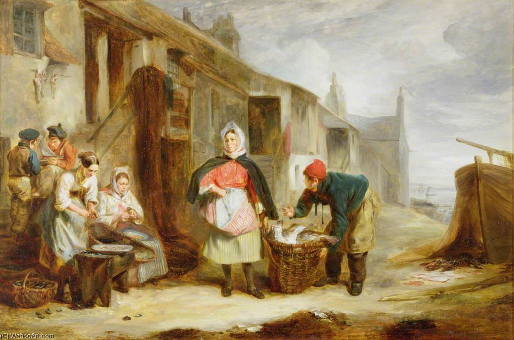 Wikioo.org - The Encyclopedia of Fine Arts - Painting, Artwork by Alexander George Fraser - A Scene at Newhaven