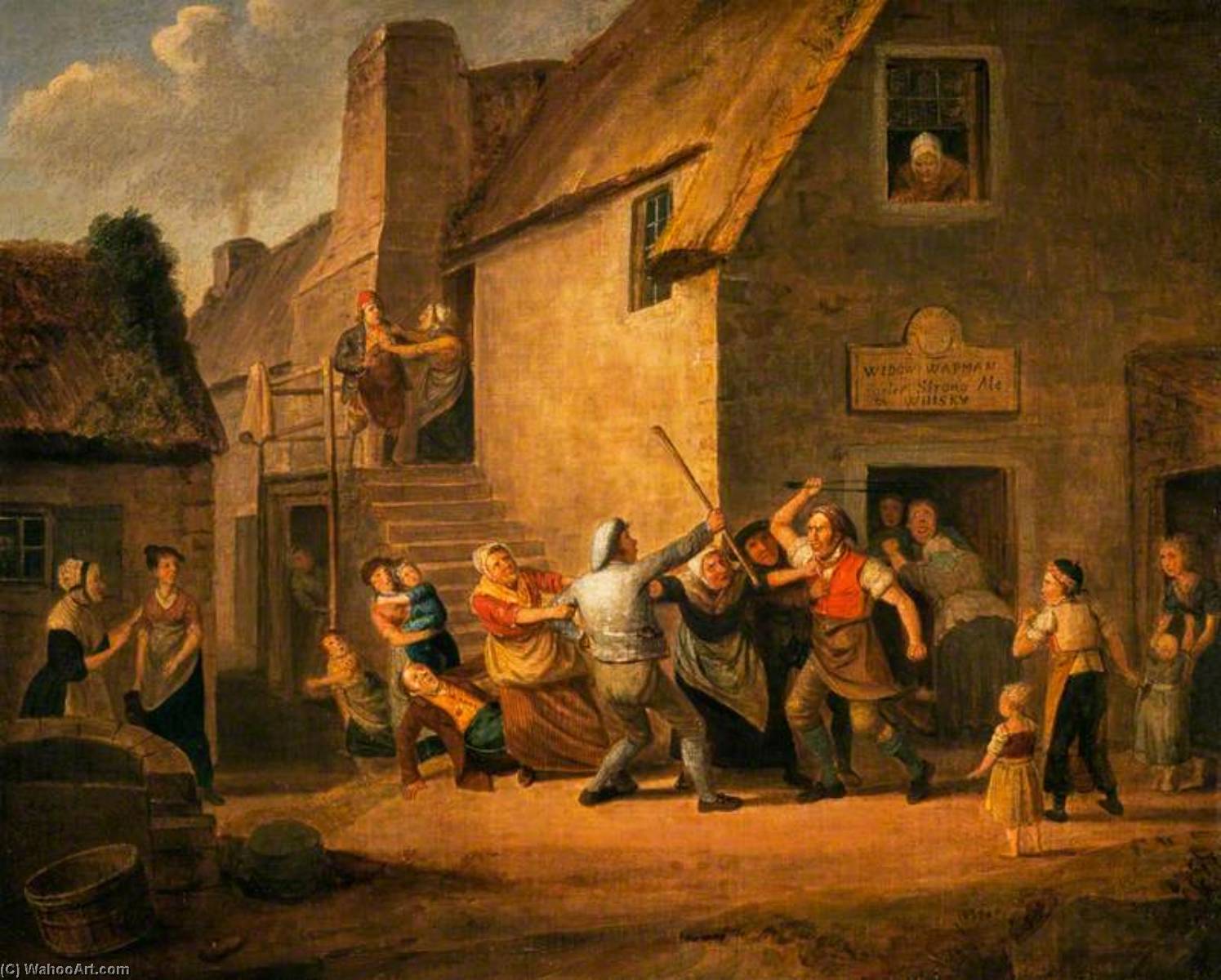 Wikioo.org - The Encyclopedia of Fine Arts - Painting, Artwork by Alexander Carse - A Brawl Outside an Ale House