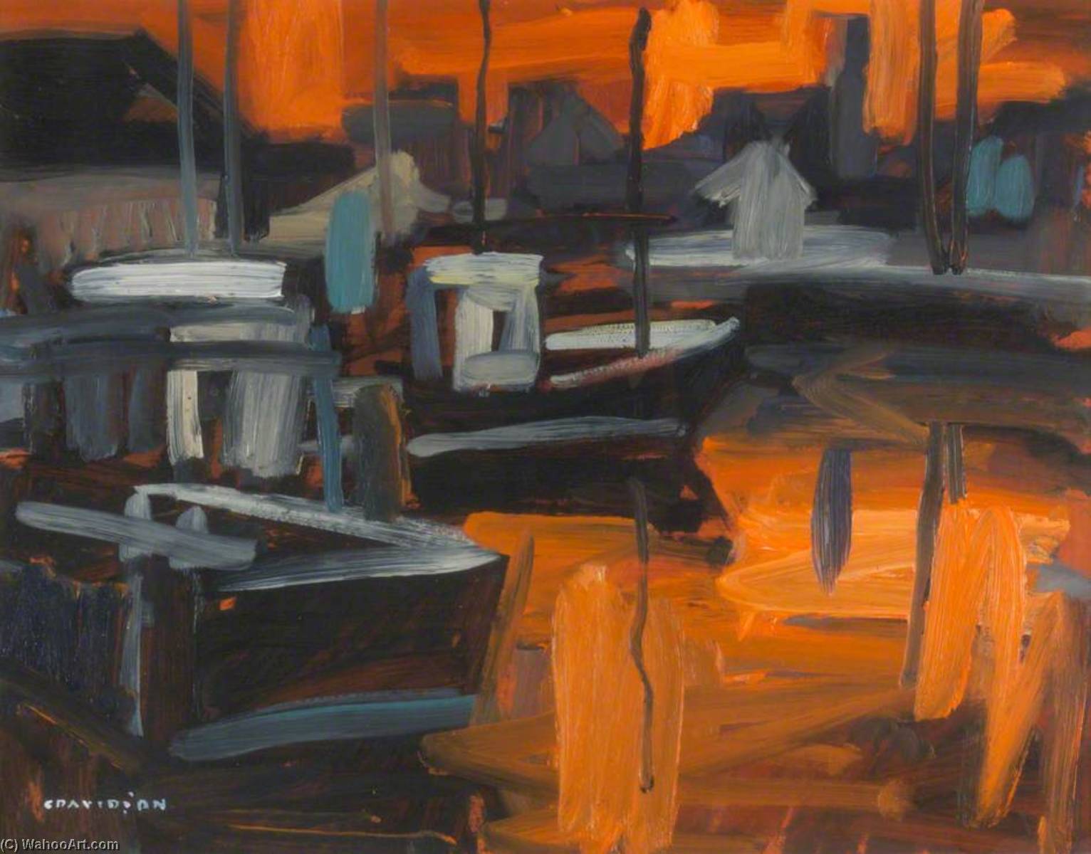 Wikioo.org - The Encyclopedia of Fine Arts - Painting, Artwork by Colin Davidson - Boats in Harbour