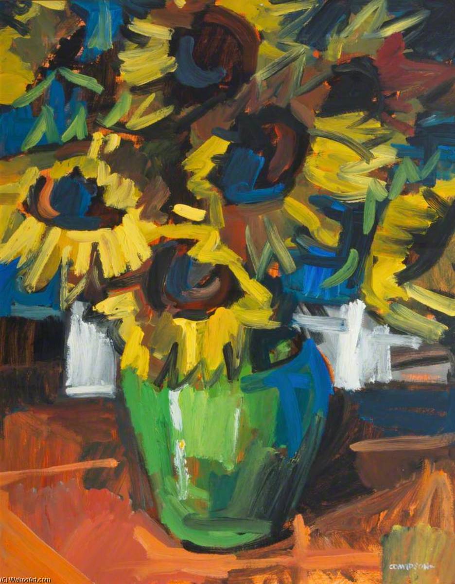 Wikioo.org - The Encyclopedia of Fine Arts - Painting, Artwork by Colin Davidson - Still Life with Sunflowers