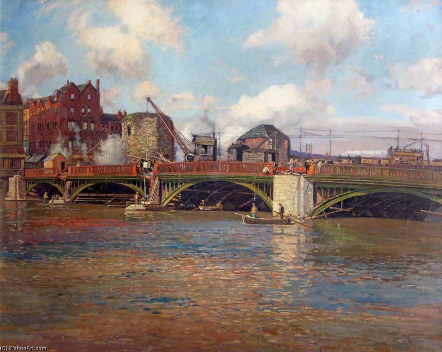 Wikioo.org - The Encyclopedia of Fine Arts - Painting, Artwork by Donald Henry Floyd - Newport Bridge during Construction