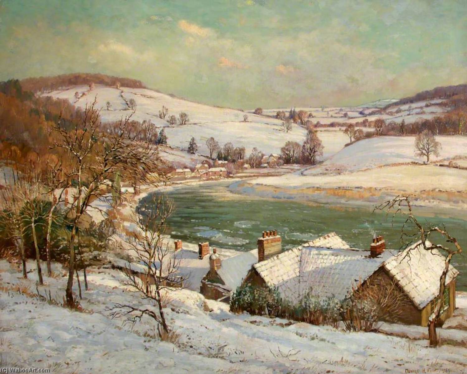 Wikioo.org - The Encyclopedia of Fine Arts - Painting, Artwork by Donald Henry Floyd - Ice Floes on the River Wye