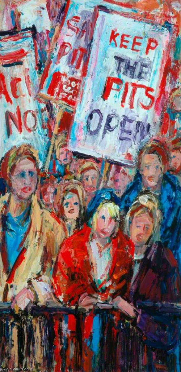 Wikioo.org - The Encyclopedia of Fine Arts - Painting, Artwork by Marjorie Arnfield - 'Keep the Pits Open', Protest