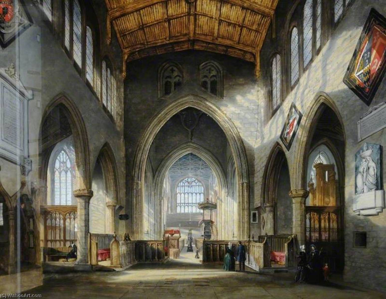Wikioo.org - The Encyclopedia of Fine Arts - Painting, Artwork by William Cowen - Interior of Rotherham Parish Church, South Yorkshire