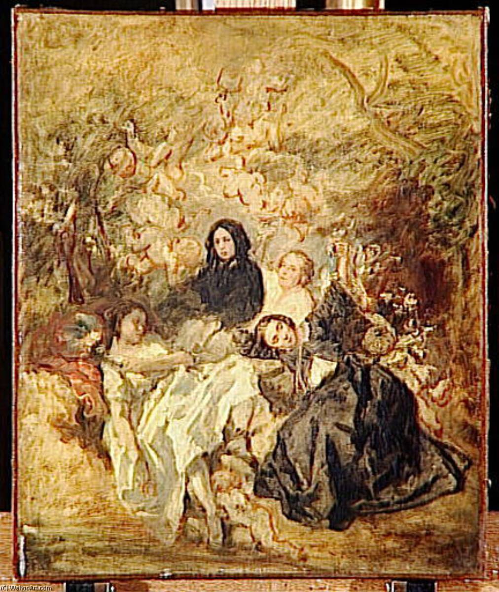 Wikioo.org - The Encyclopedia of Fine Arts - Painting, Artwork by Octave Tassaert - REVE D'AMOUR dit autrefois PORTRAIT DE FAMILLE