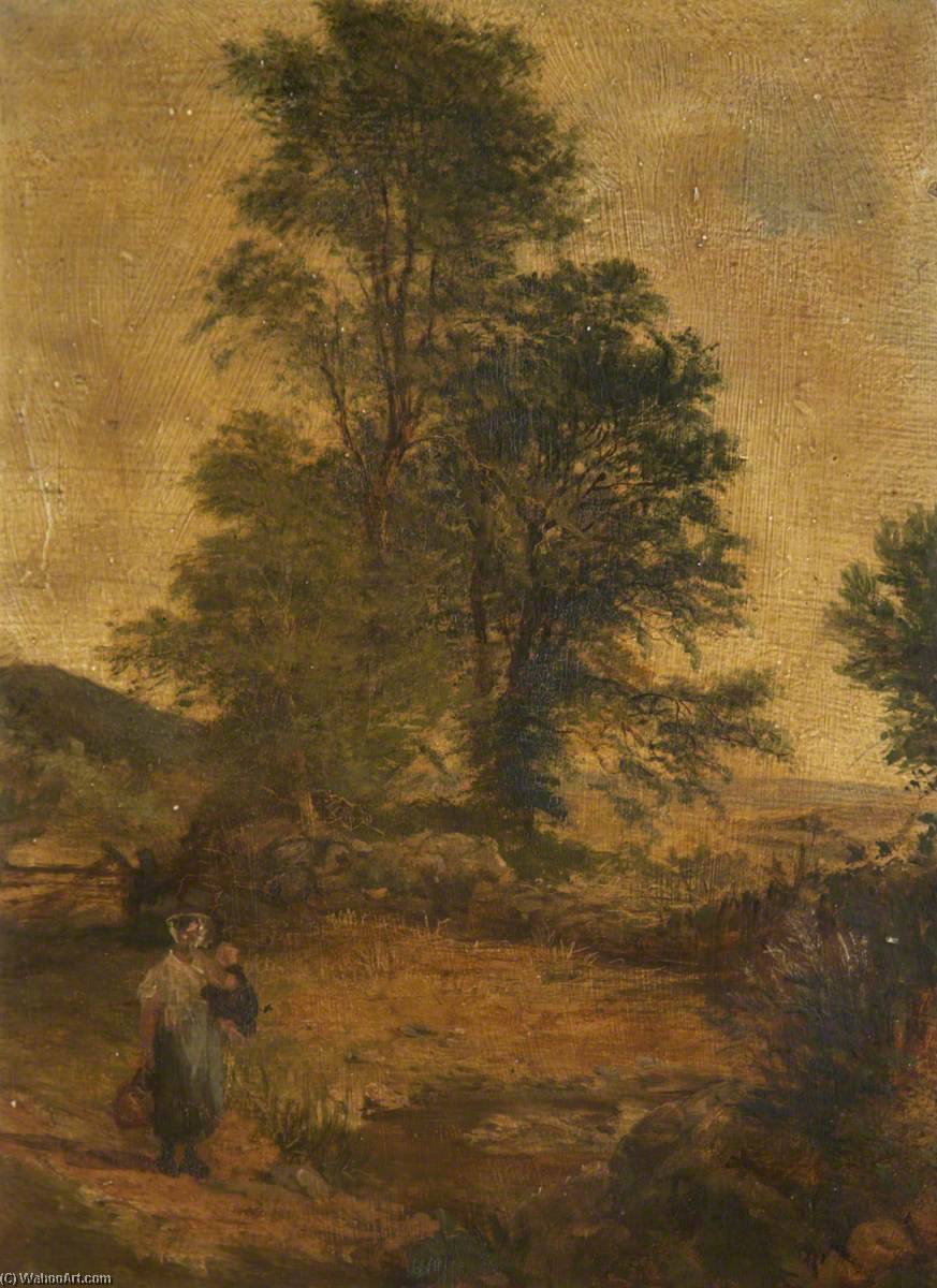 Wikioo.org - The Encyclopedia of Fine Arts - Painting, Artwork by Ambrose Bowden Johns - Landscape with Peasants