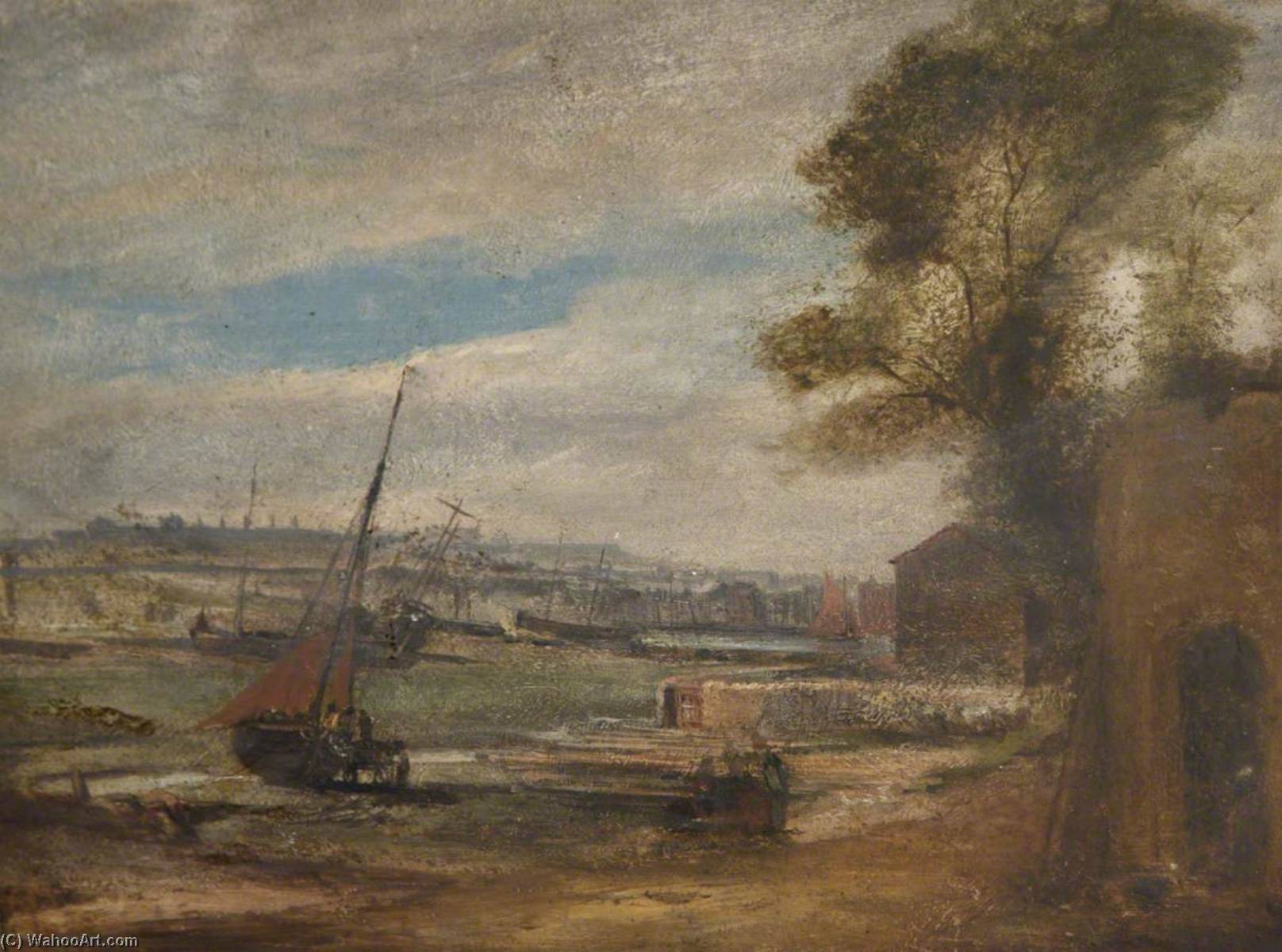 Wikioo.org - The Encyclopedia of Fine Arts - Painting, Artwork by Ambrose Bowden Johns - View of Plymouth from Coxside