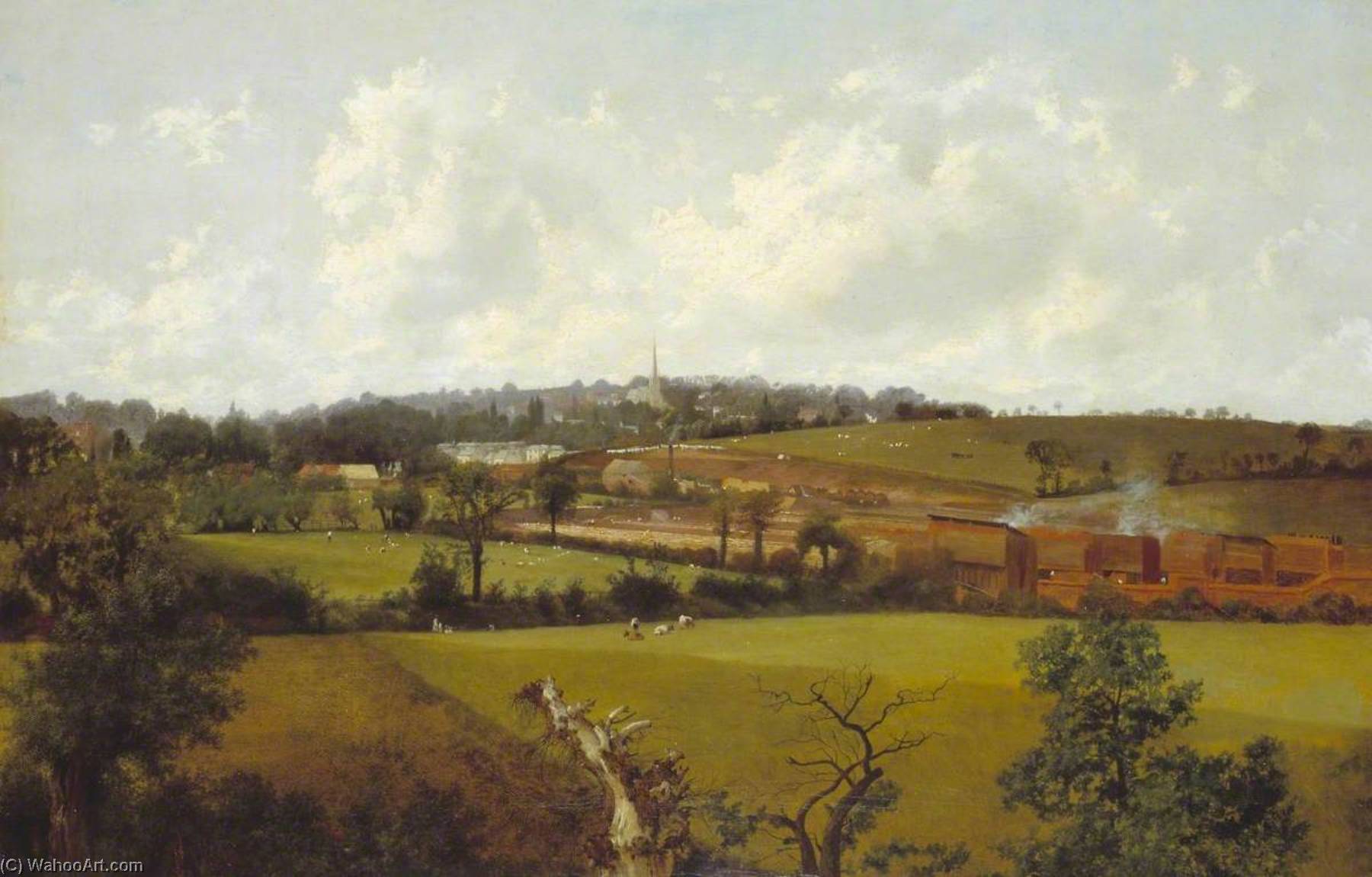 Wikioo.org - The Encyclopedia of Fine Arts - Painting, Artwork by Alfred Clint - Hampstead from the South East