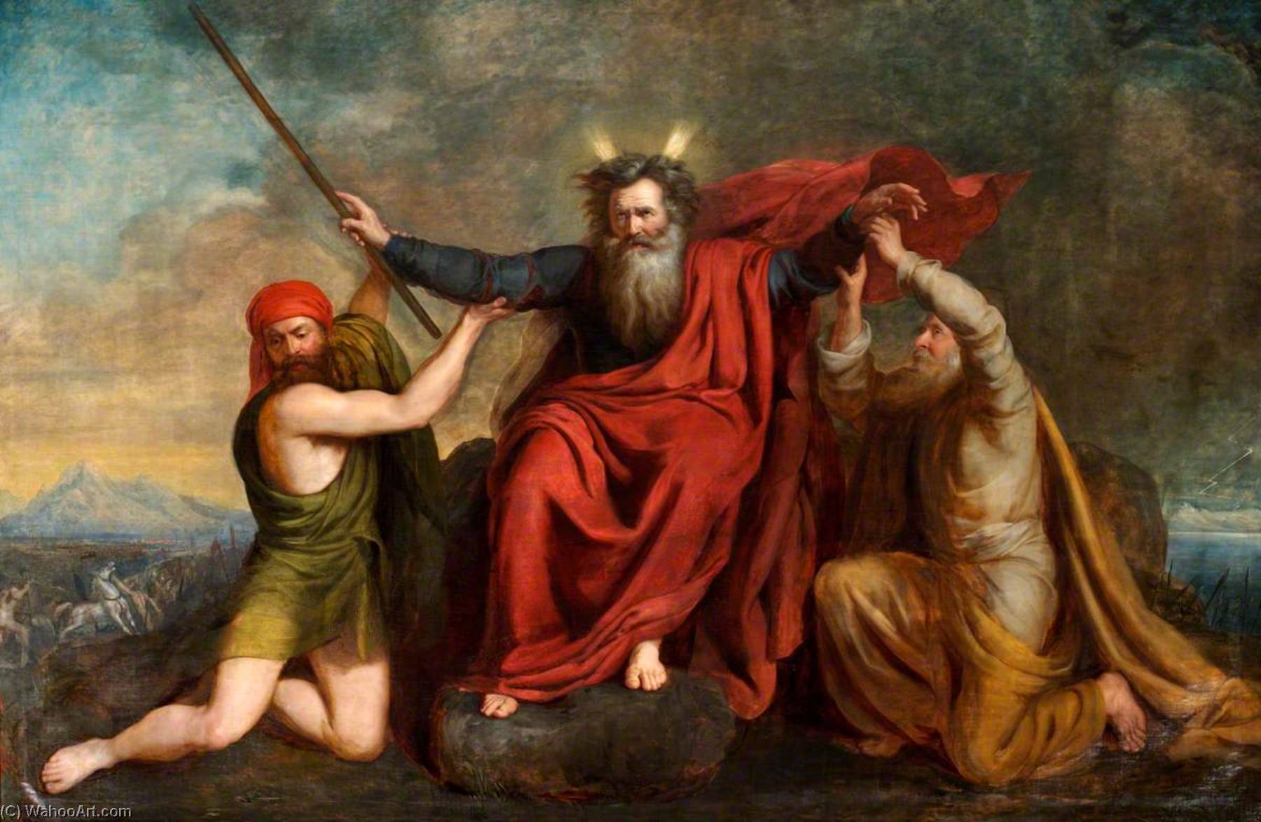 Wikioo.org - The Encyclopedia of Fine Arts - Painting, Artwork by Thomas Brigstocke - Moses with His Arms Supported by Aaron and Hur