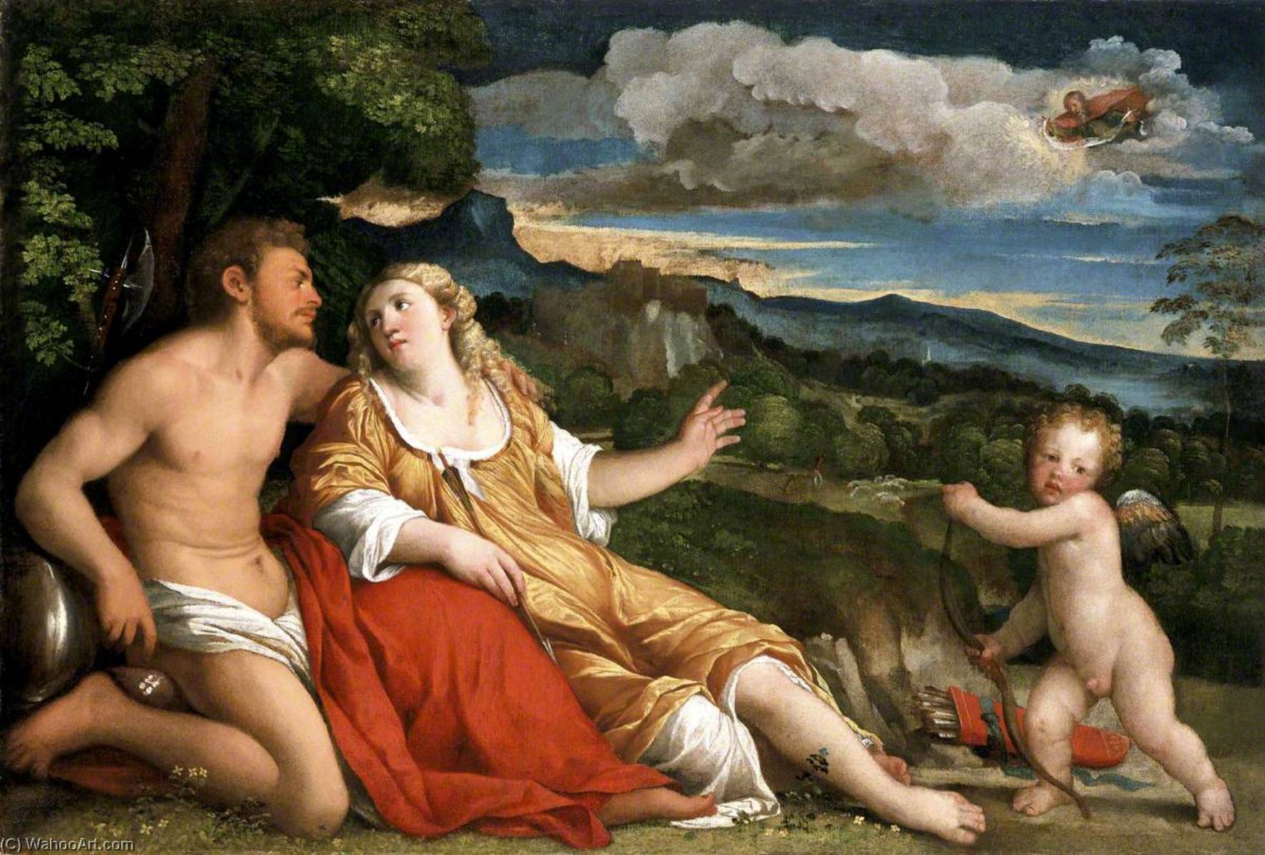 Wikioo.org – L'Enciclopedia delle Belle Arti - Pittura, Opere di Palma Il Vecchio - Marte Venere  e le  Cupido