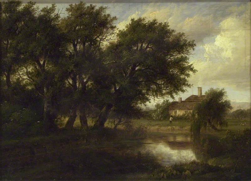 WikiOO.org - Εγκυκλοπαίδεια Καλών Τεχνών - Ζωγραφική, έργα τέχνης Patrick Nasmyth - Old Cottages on the Brent, looking towards Harrow
