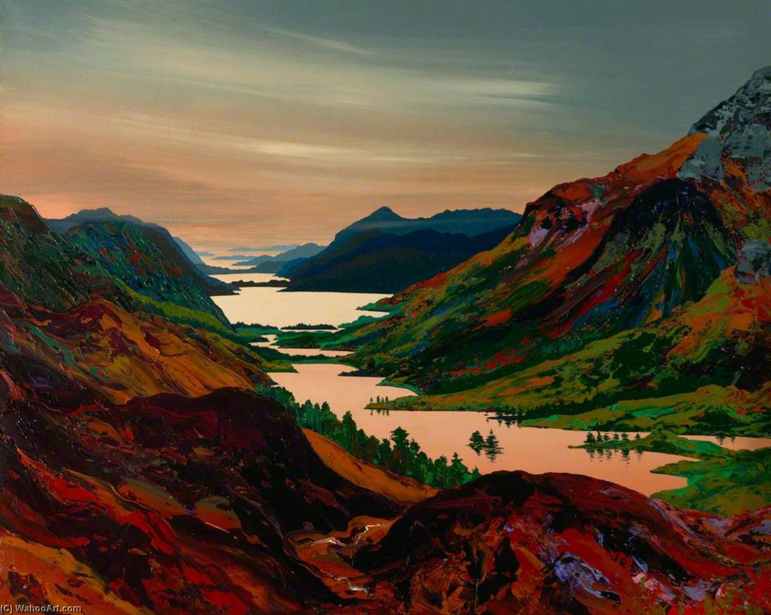 Wikioo.org - The Encyclopedia of Fine Arts - Painting, Artwork by James Hawkins - The Great Glen through Four Seasons (panel 1 of 4)