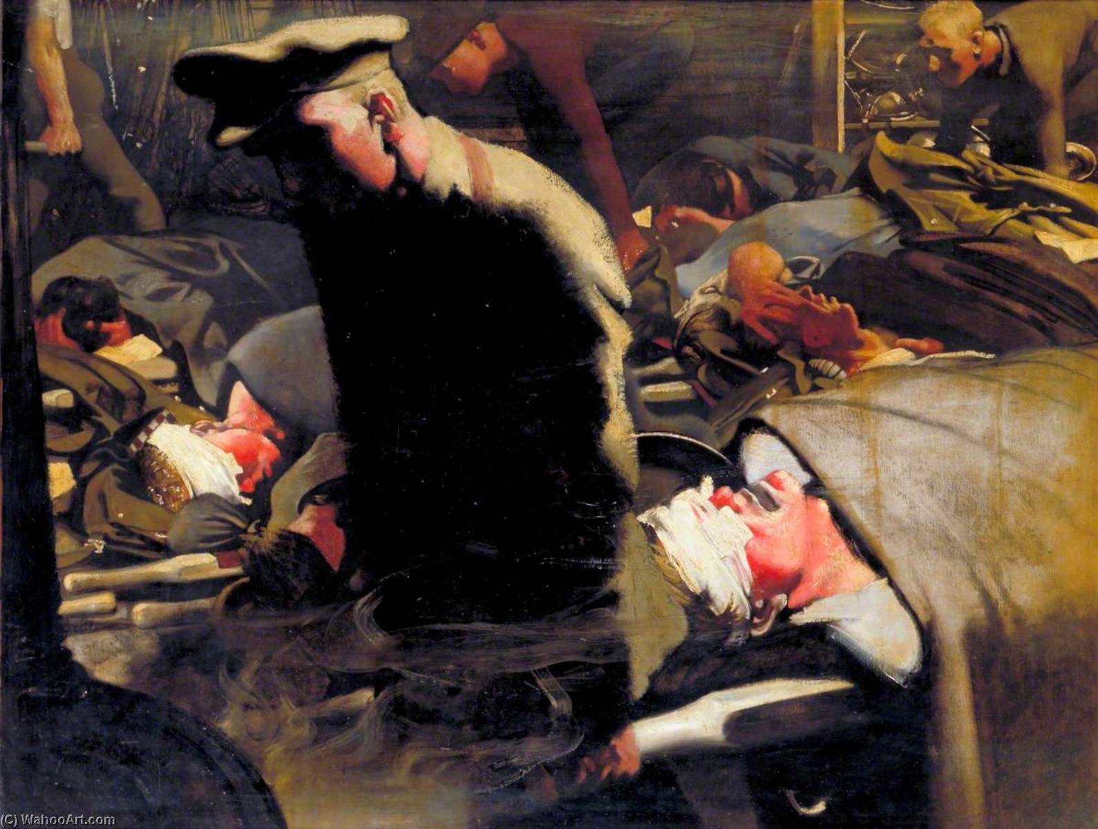 Wikioo.org – L'Encyclopédie des Beaux Arts - Peinture, Oeuvre de Eric Henri Kennington - Gazés et  blessé