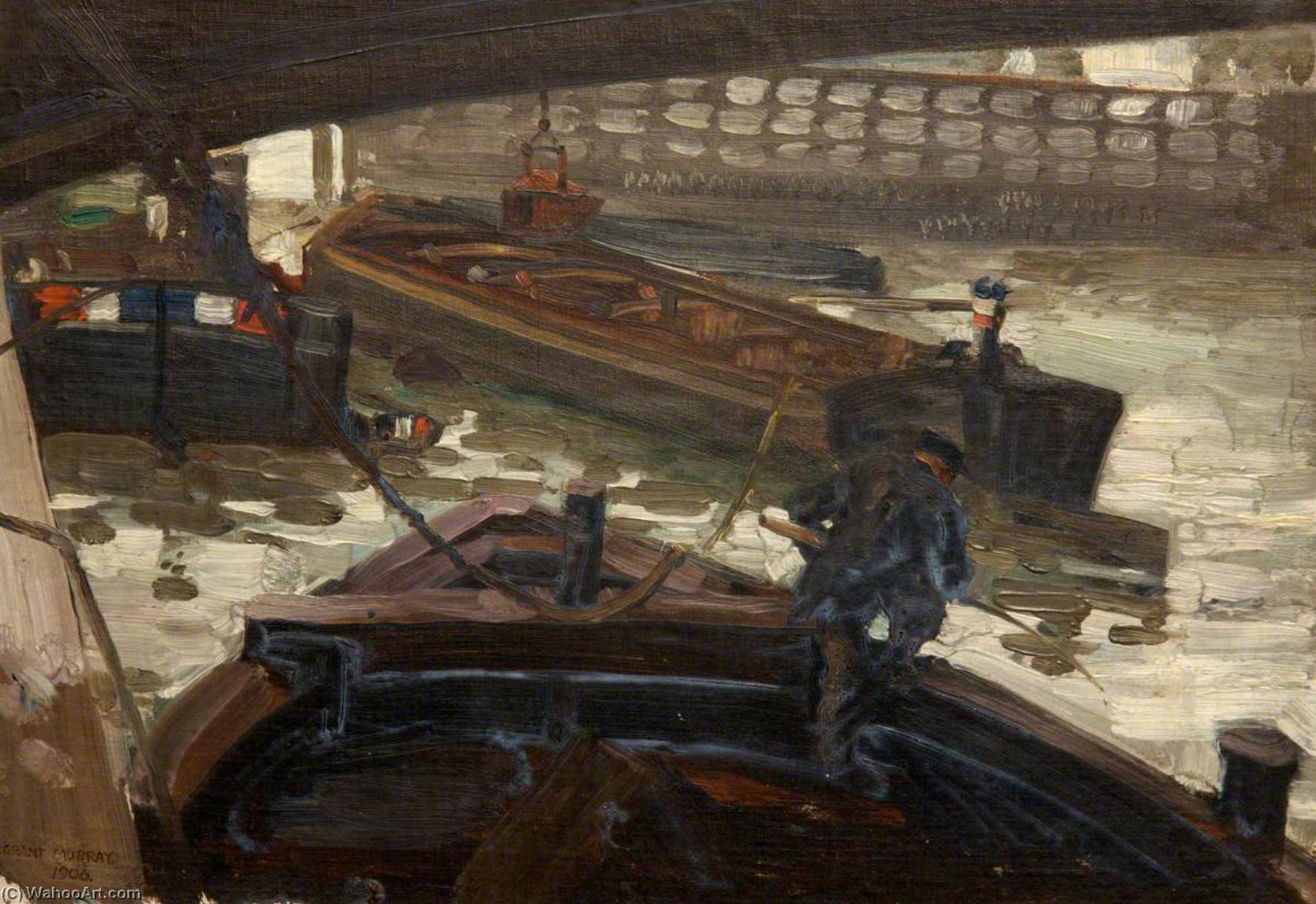 Wikioo.org - The Encyclopedia of Fine Arts - Painting, Artwork by William Grant Murray - Barges on the Seine