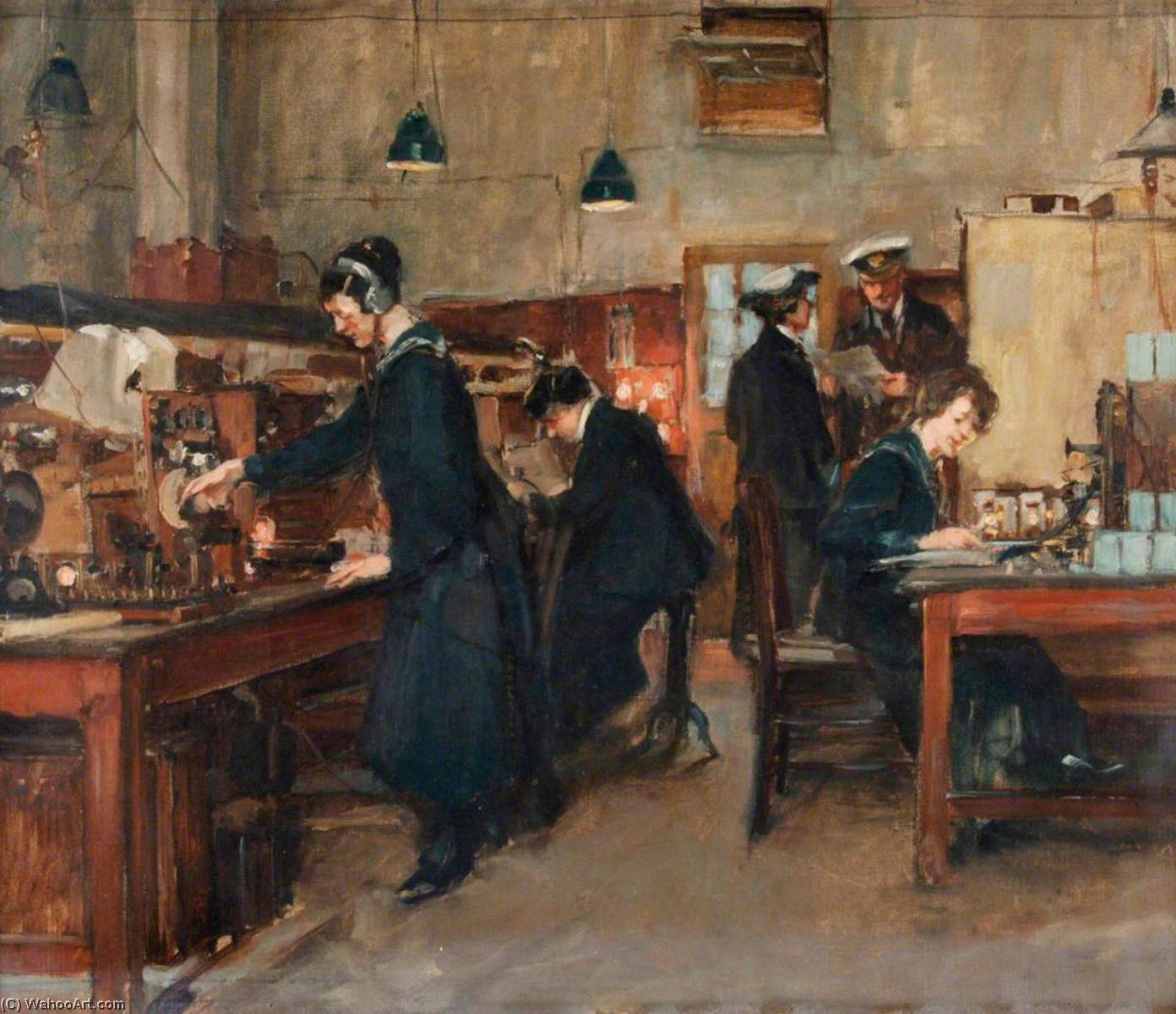Wikioo.org - The Encyclopedia of Fine Arts - Painting, Artwork by Arthur David Mccormick - Sketch for 'Valve Testing The Signal School, Royal Navy Barracks, Portsmouth'