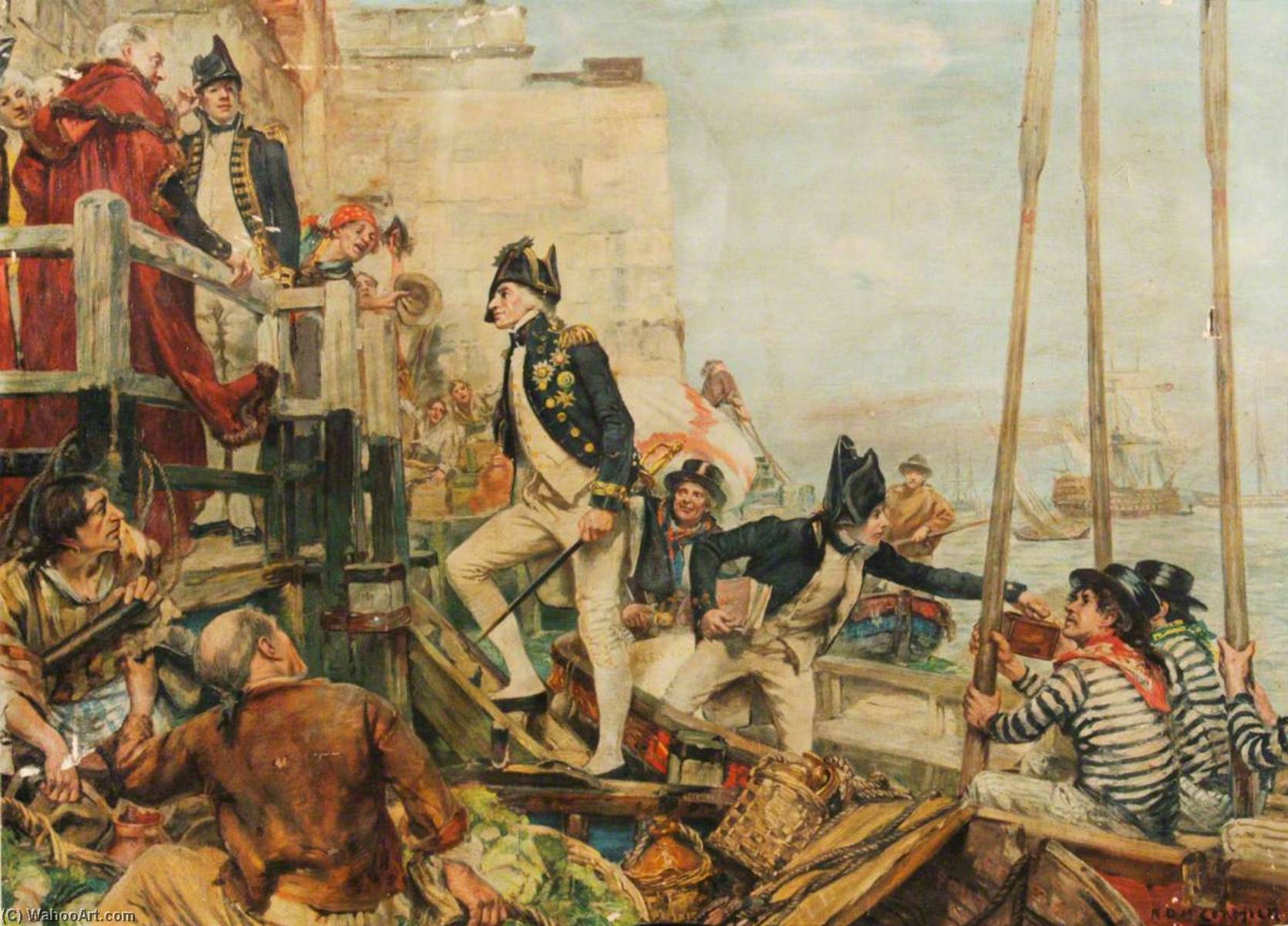 Wikioo.org - The Encyclopedia of Fine Arts - Painting, Artwork by Arthur David Mccormick - Lord Nelson Arriving at Portsmouth from Spithead
