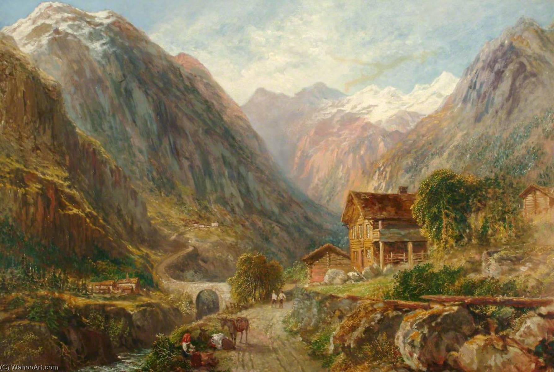 Wikioo.org - The Encyclopedia of Fine Arts - Painting, Artwork by Henry Harris Lines - Route of St Gotthard, Göschenen