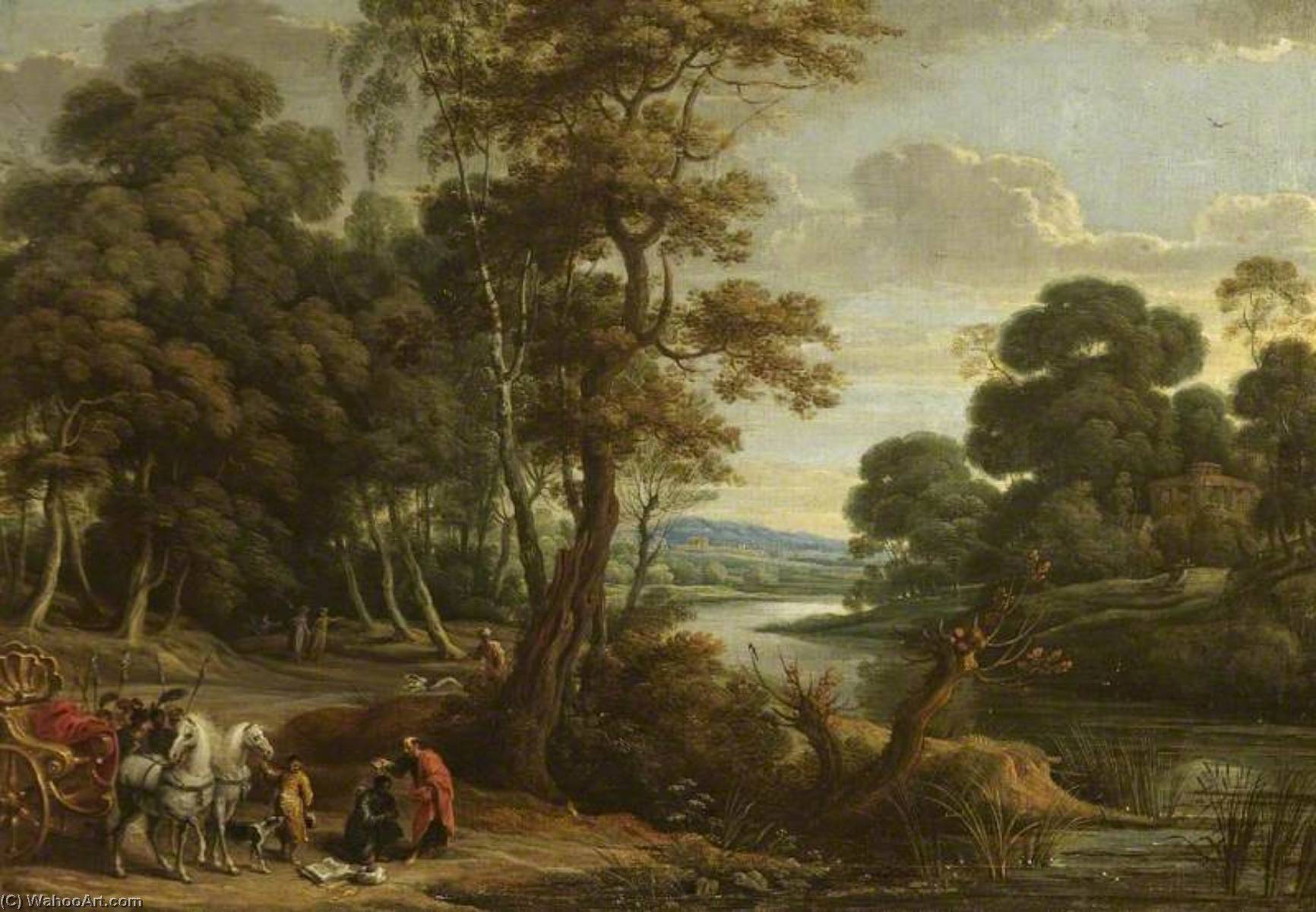 Wikioo.org - The Encyclopedia of Fine Arts - Painting, Artwork by Lucas Van Uden - A Wooded River Landscape with Saint Philip