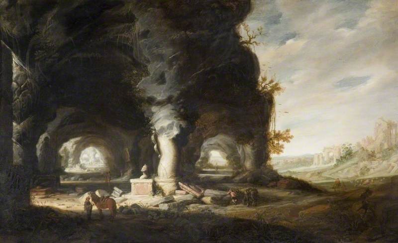 Wikioo.org - The Encyclopedia of Fine Arts - Painting, Artwork by Hendrick Cornelisz Van Vliet - A Grotto in an Imaginary Landscape