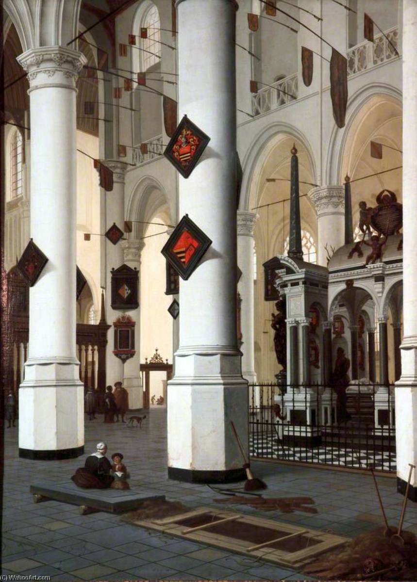 Wikioo.org - The Encyclopedia of Fine Arts - Painting, Artwork by Hendrick Cornelisz Van Vliet - Interior of the New Church at Delft, with the Tomb of William the Silent