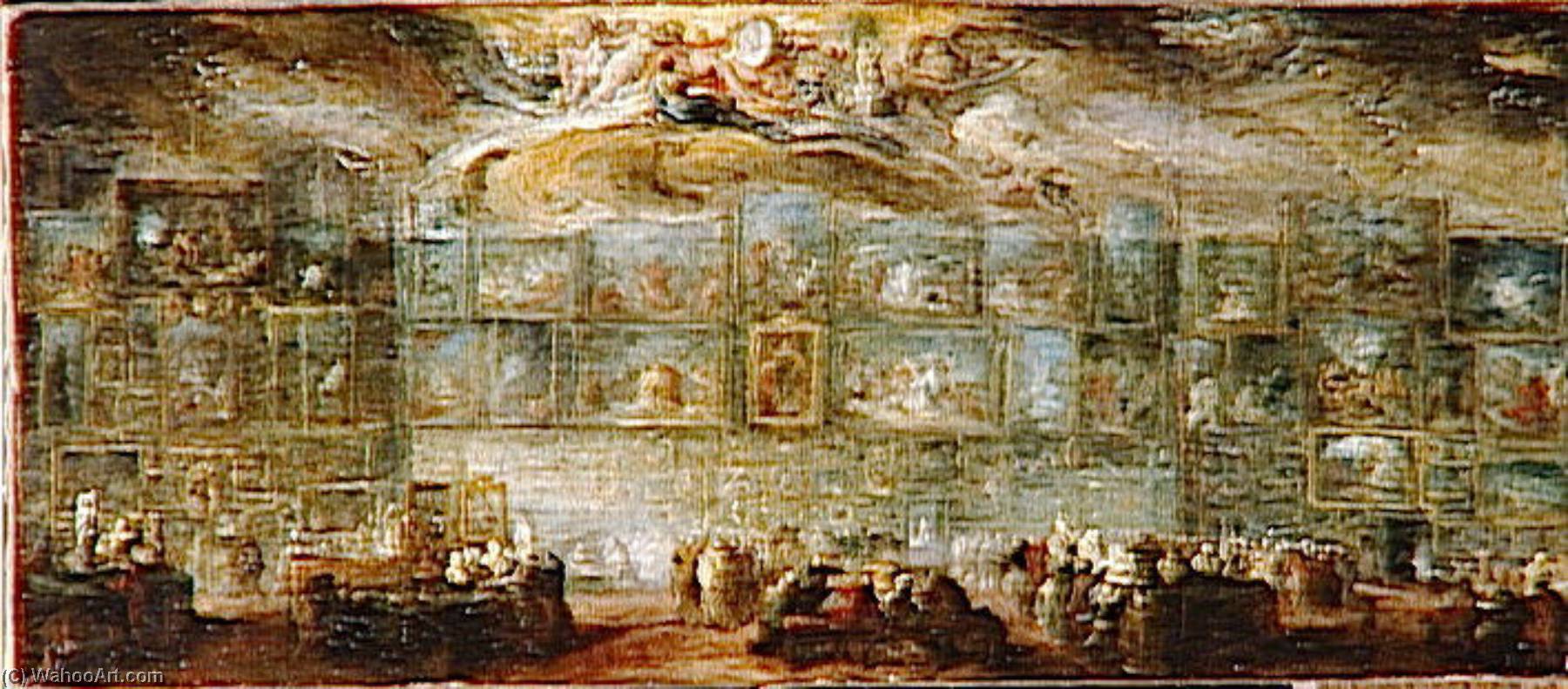 Wikioo.org - The Encyclopedia of Fine Arts - Painting, Artwork by Gabriel Jacques De Saint Aubin - VUE DU SALON DU LOUVRE EN 1779