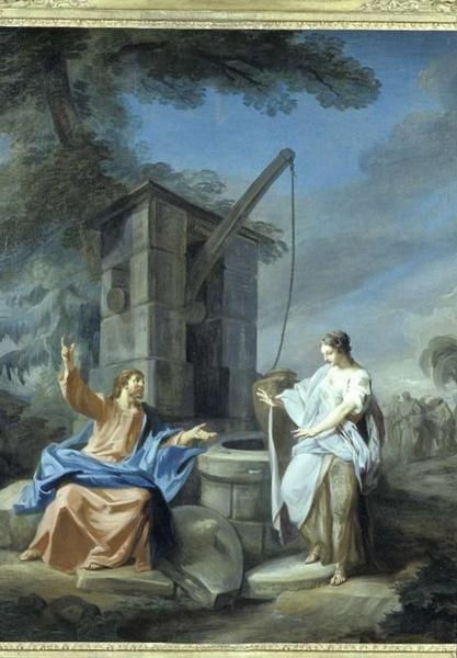 Wikioo.org - The Encyclopedia of Fine Arts - Painting, Artwork by Gabriel Jacques De Saint Aubin - LE CHRIST ET LA SAMARITAINE