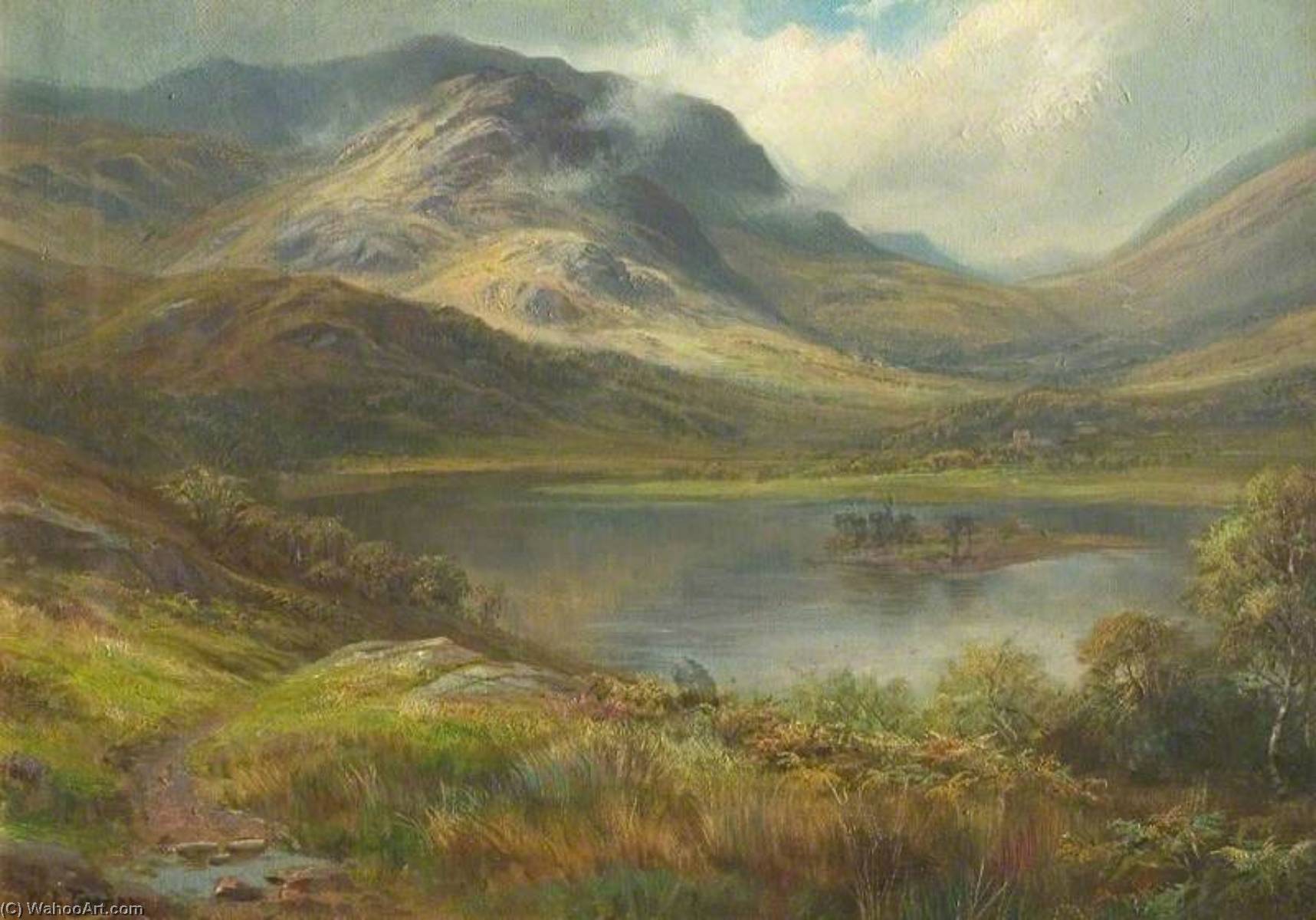 Wikioo.org - The Encyclopedia of Fine Arts - Painting, Artwork by William Lakin Turner - Grasmere and Holm Crag from Red Bank, Cumbria
