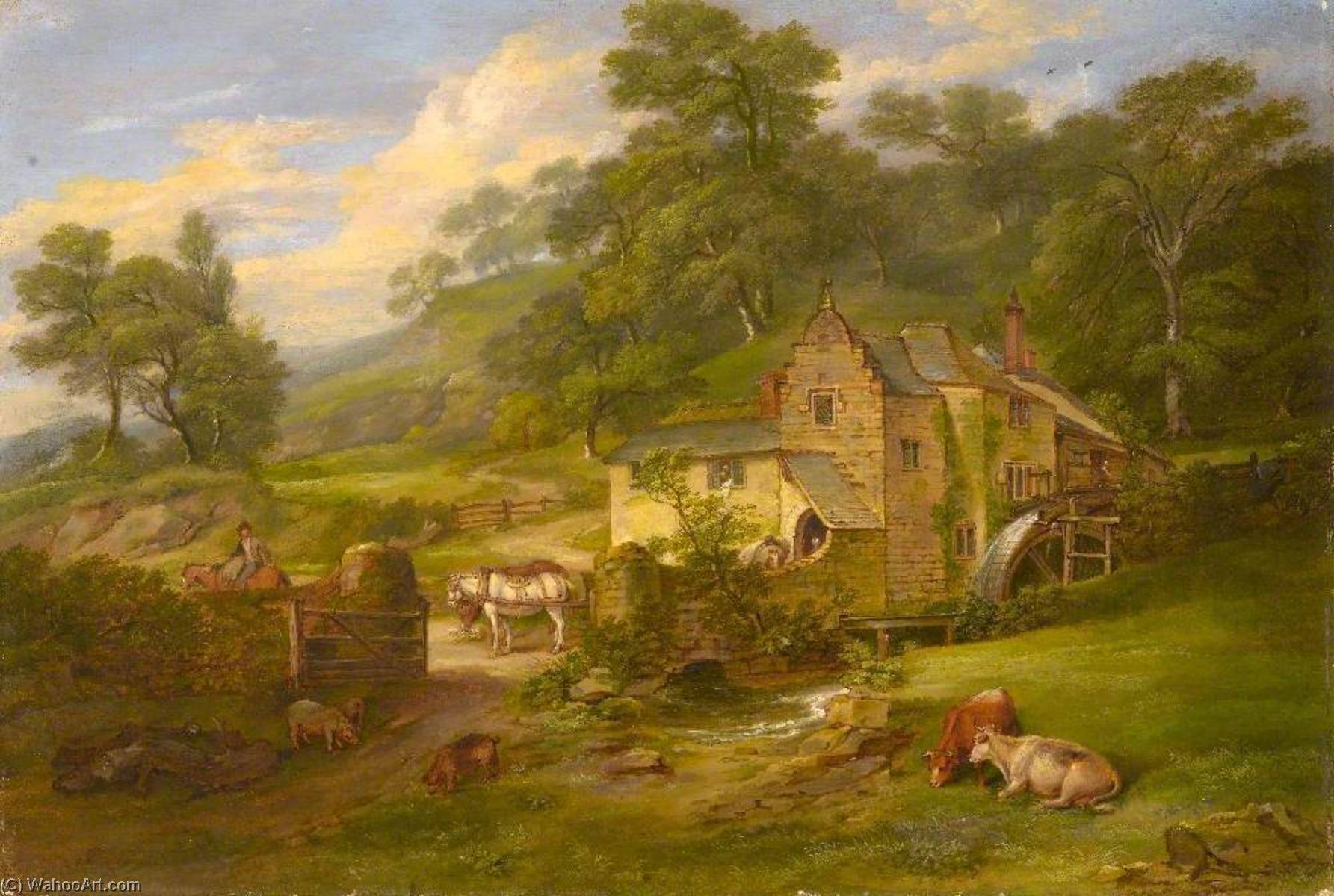 WikiOO.org - Enciclopédia das Belas Artes - Pintura, Arte por James Leakey - The Mill at Berry Pomeroy, Devon