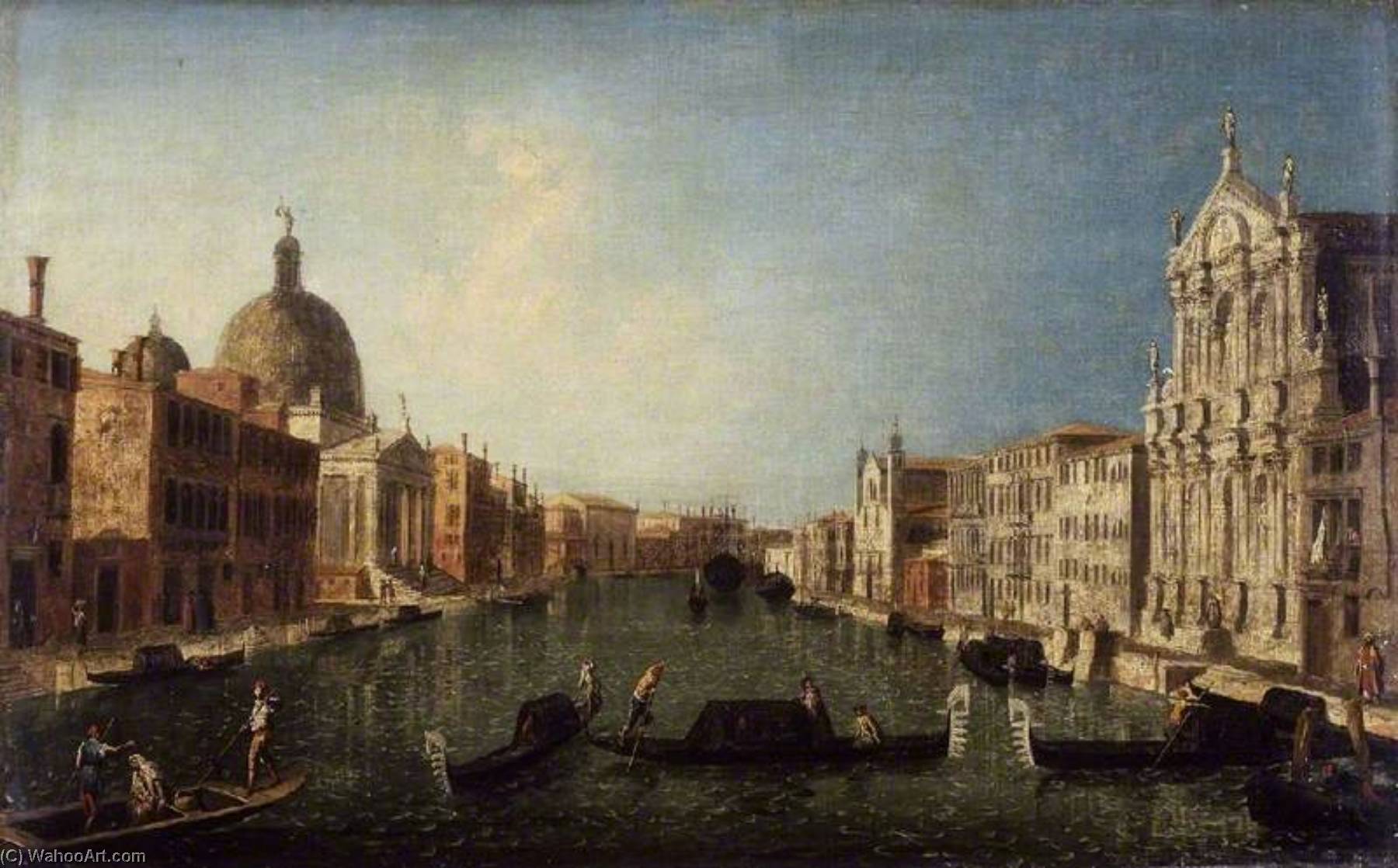 Wikoo.org - موسوعة الفنون الجميلة - اللوحة، العمل الفني Michele Giovanni Marieschi - The Grand Canal with San Simeone, Venice