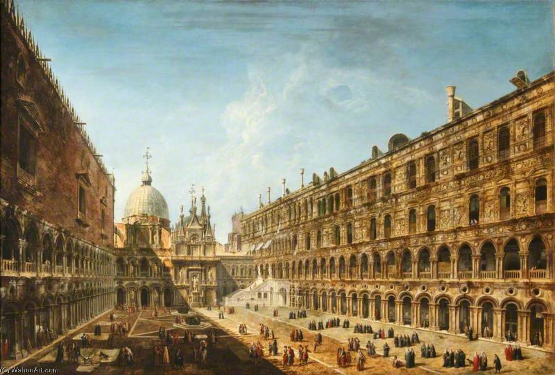Wikioo.org - The Encyclopedia of Fine Arts - Painting, Artwork by Michele Giovanni Marieschi - View of the Courtyard of the Doge's Palace, Venice