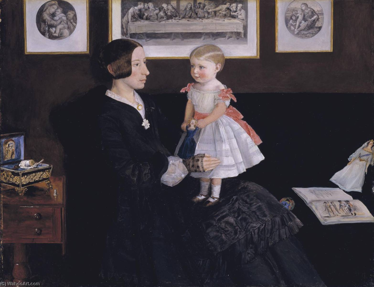 Wikioo.org - The Encyclopedia of Fine Arts - Painting, Artwork by John Everett Millais - Mrs James Wyatt Jr and her Daughter Sarah