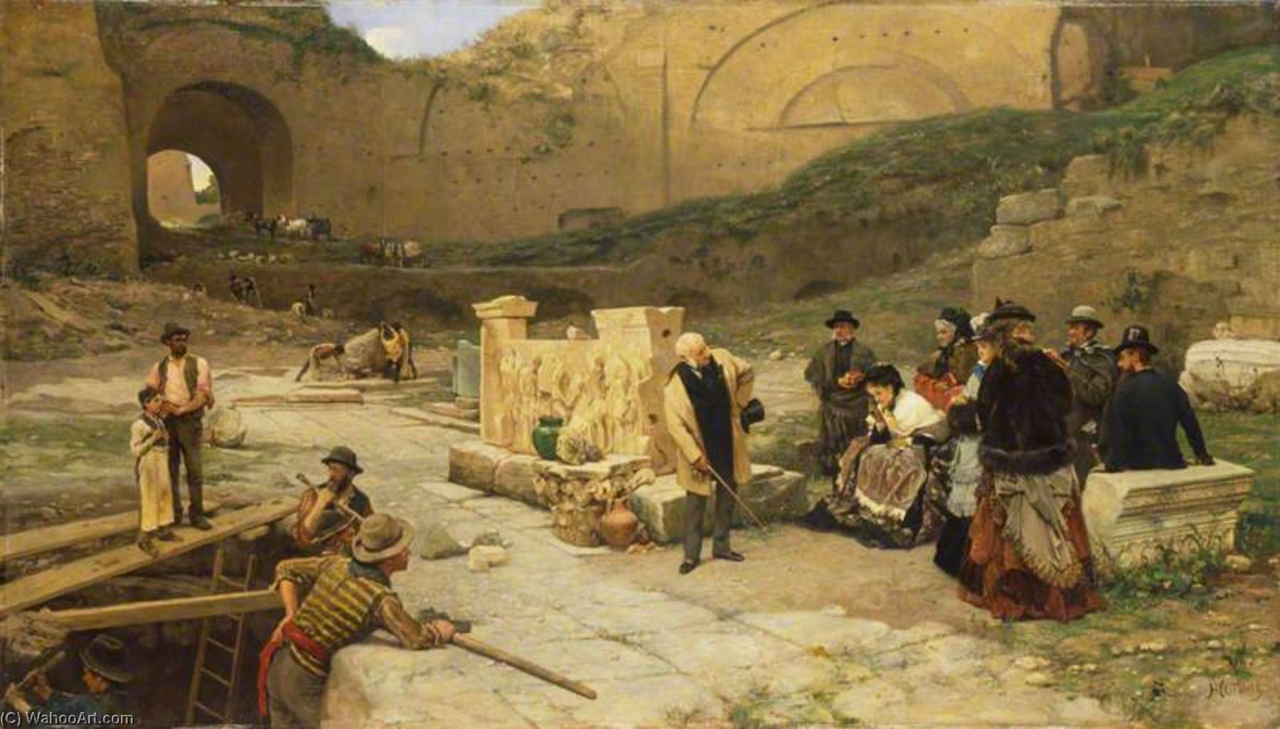 Wikioo.org - The Encyclopedia of Fine Arts - Painting, Artwork by Ferdinand Heilbuth - Excavations in Rome