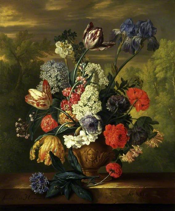 Wikioo.org - The Encyclopedia of Fine Arts - Painting, Artwork by Jacob Van Huysum - Twelve Months of Flowers April