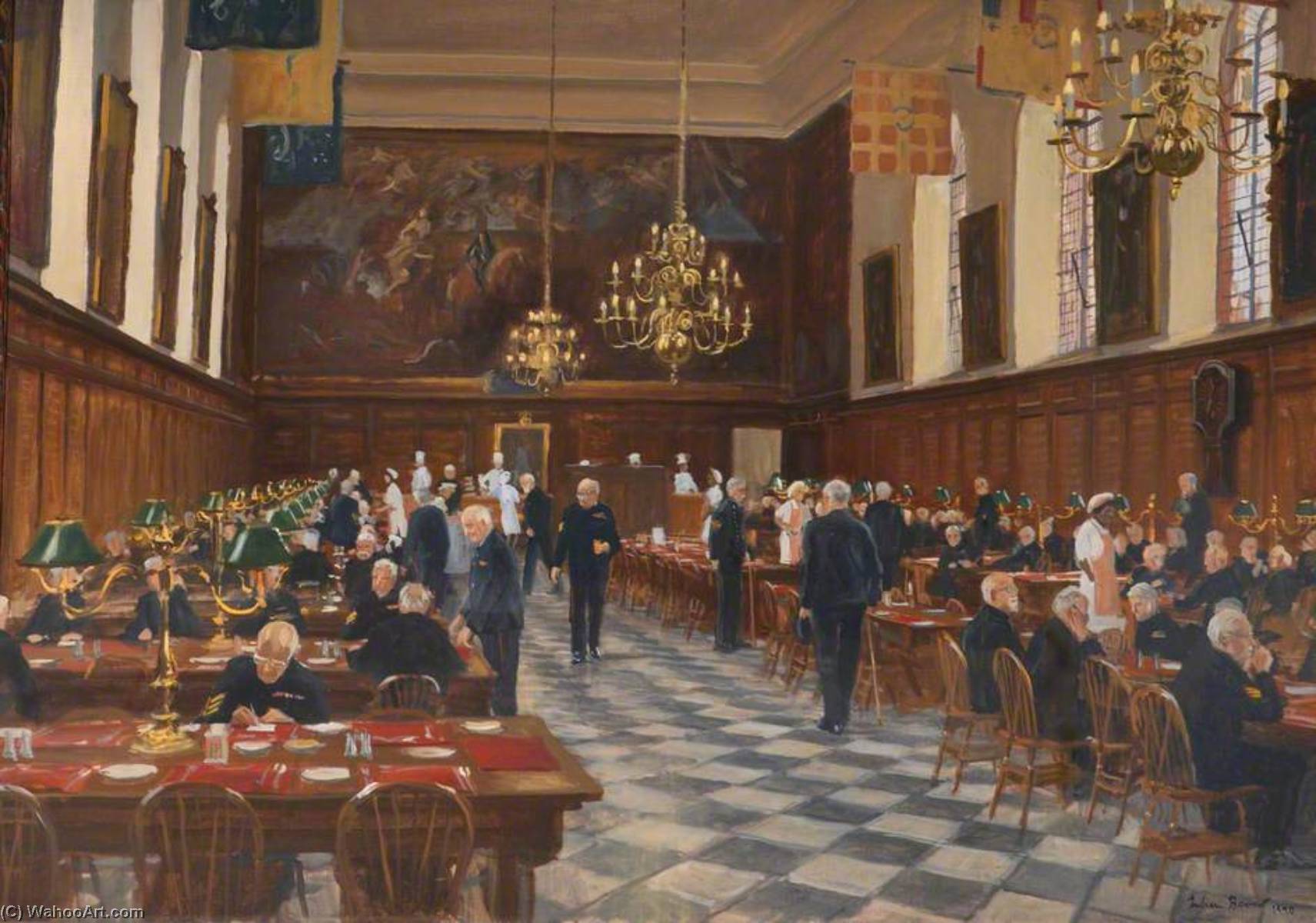 Wikioo.org - The Encyclopedia of Fine Arts - Painting, Artwork by Julian Barrow - View of the Great Hall, the Royal Hospital Chelsea