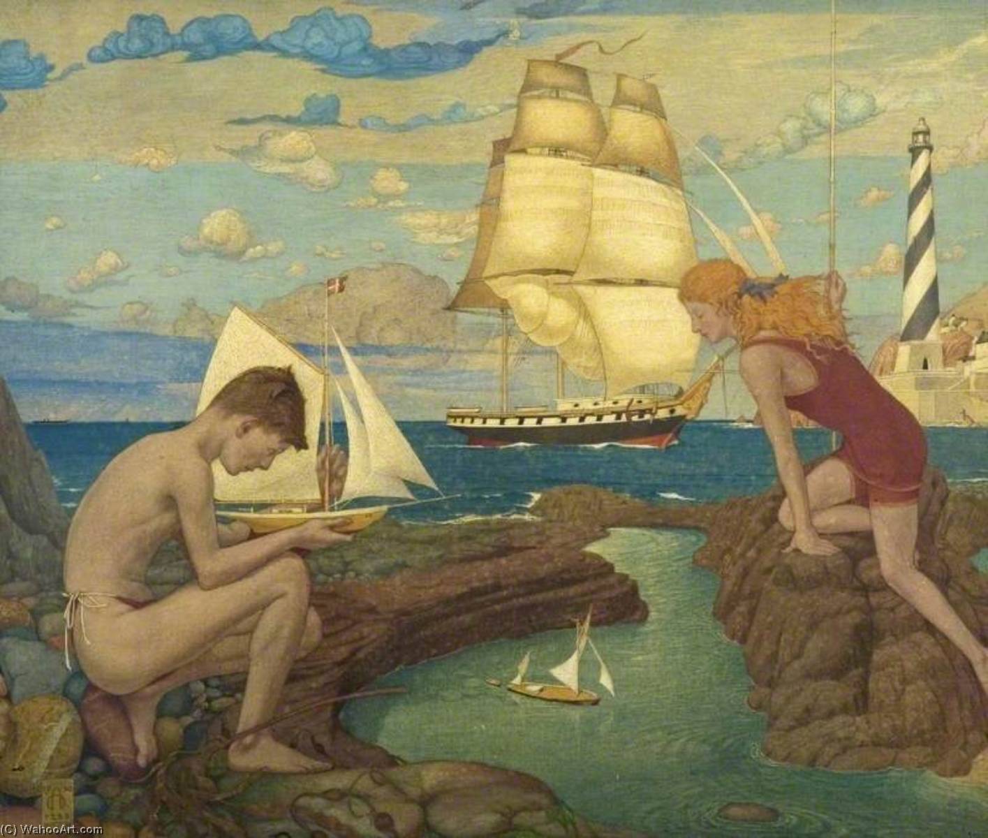 Wikioo.org - The Encyclopedia of Fine Arts - Painting, Artwork by Maxwell Ashby Armfield - I Saw Three Ships