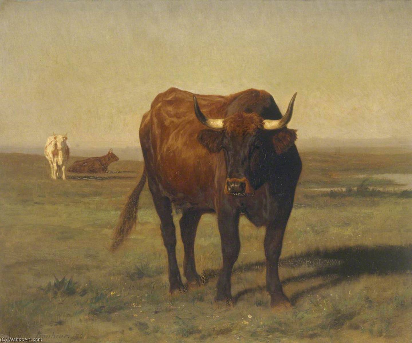 Wikioo.org - The Encyclopedia of Fine Arts - Painting, Artwork by Auguste François Bonheur - Cattle in Landscape