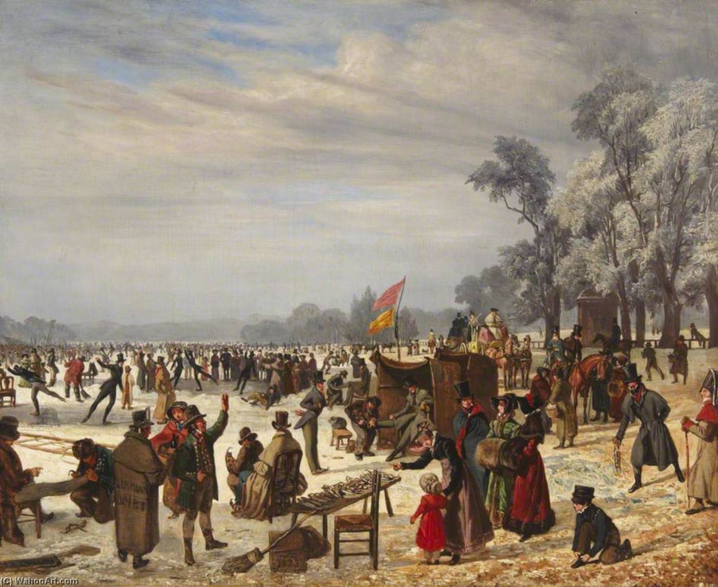 Wikioo.org - The Encyclopedia of Fine Arts - Painting, Artwork by John James Chalon - Serpentine, Hyde Park, during the Late Frost