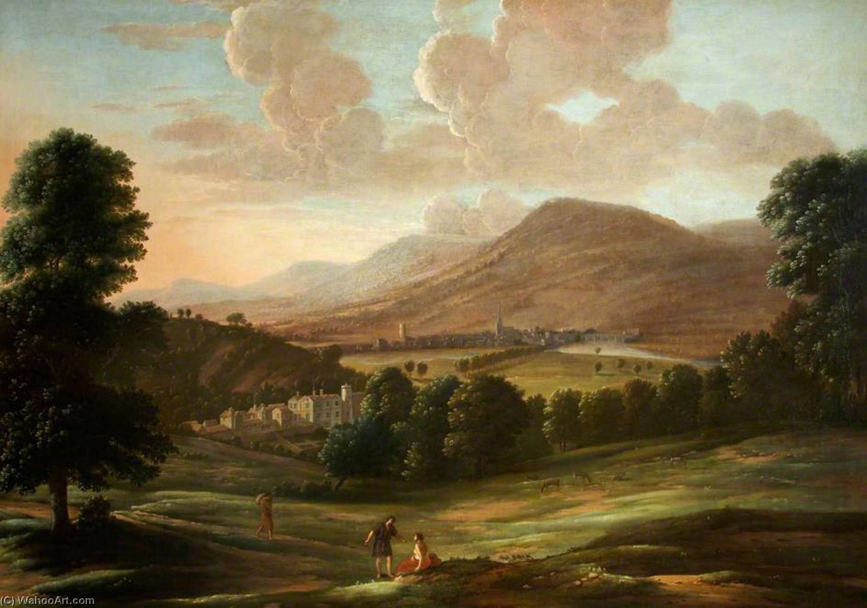 Wikioo.org - The Encyclopedia of Fine Arts - Painting, Artwork by Hendrick Danckerts - A Panorama of Monmouth with Troy House, c.1672