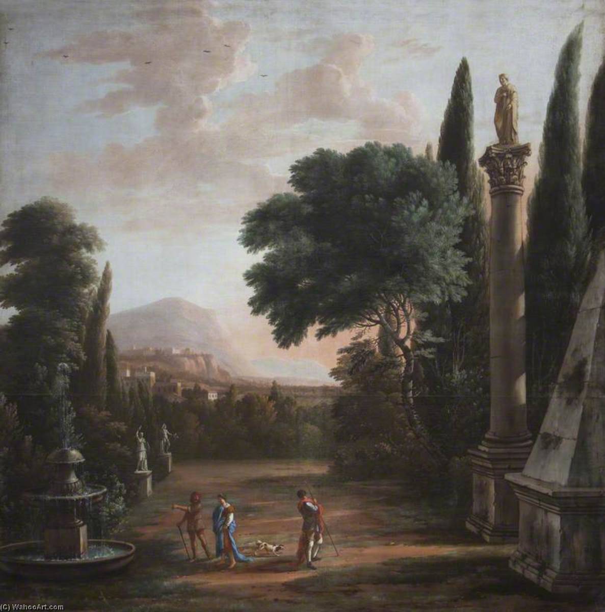Wikioo.org - The Encyclopedia of Fine Arts - Painting, Artwork by Hendrick Danckerts - Figures in a Classical Garden