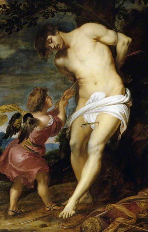 Wikioo.org - The Encyclopedia of Fine Arts - Painting, Artwork by Gerard Seghers - Saint Sebastian Comforted by an Angel