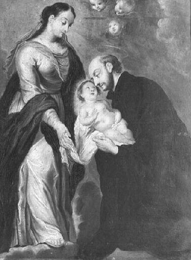 Wikioo.org - The Encyclopedia of Fine Arts - Painting, Artwork by Gerard Seghers - Saint Ignace de Loyola, l'enfant Jésus et la Vierge