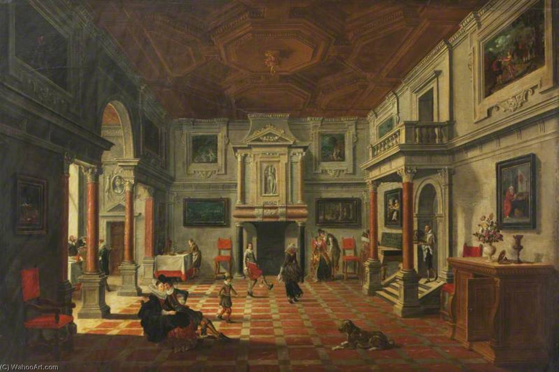 Wikioo.org - The Encyclopedia of Fine Arts - Painting, Artwork by Bartholomeus Corneliszoon Van Bassen - A Banqueting Hall with Figures